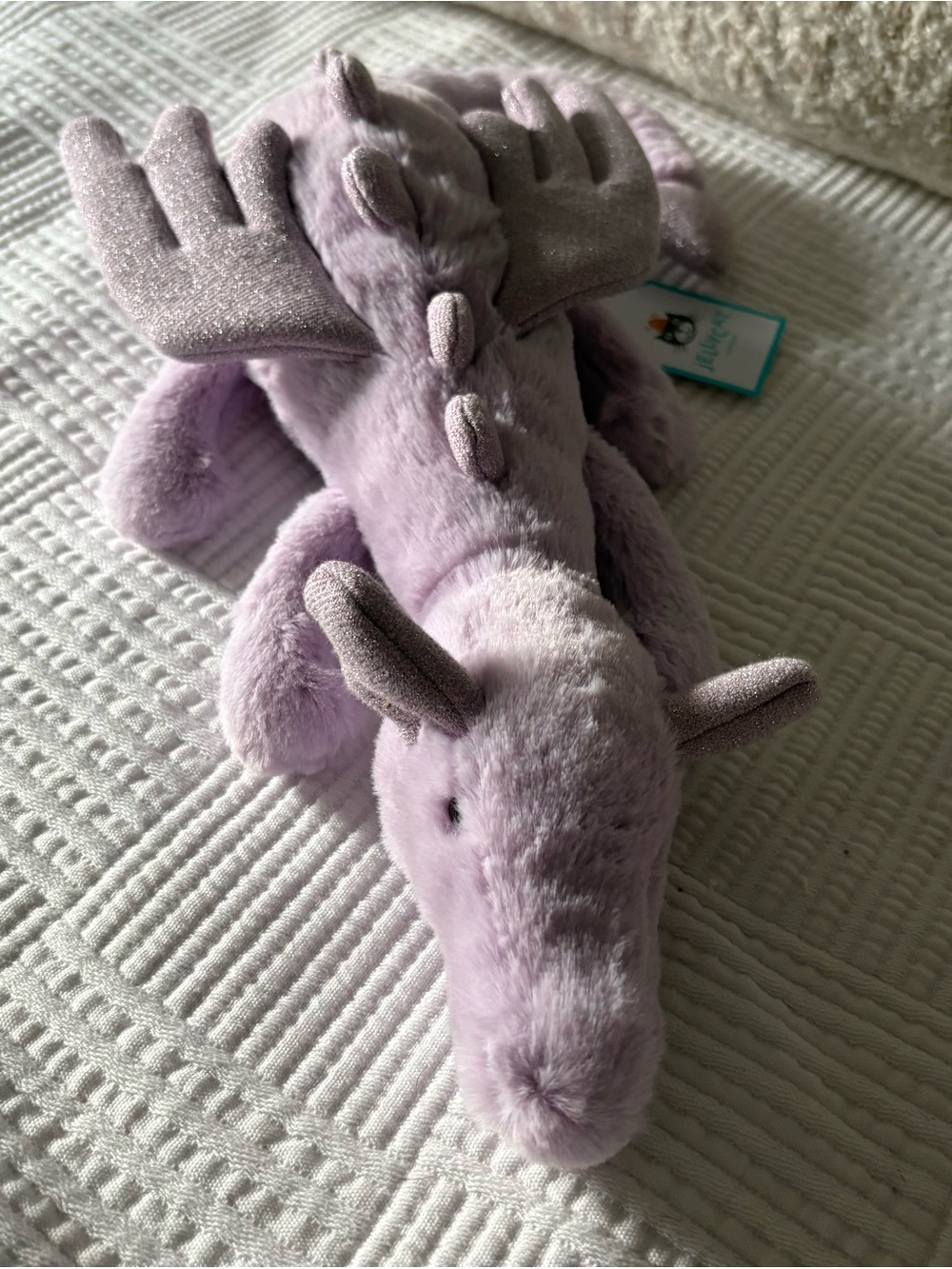 NWT Rare Jellycat Little Lavender Sparkle Wing Dragon Plush HTF
